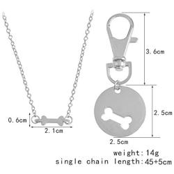 MIXIA 2pcs/Set Dog Bone Charm Necklace Collar Matching Friendship Best Friend Keyring Jewelry Pet Jewelry Dog Lover Gift Set