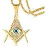 PJ Jewelry All Seeing Eyes Illuminati Stainless Steel Freemasonry Masonic Symbol CZ Pendant Necklace for Men PJ Jewelry All Seeing Eyes Illuminati Stainless Steel Freemasonry Masonic Symbol CZ Pendant Necklace for Men