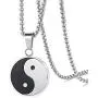 Tai Chi Yin And Yang Round Disc Coin Metal Stainless Steel Pendant Necklace for Men Women Fashion Personalized Minimalist 23.6'' Box Chain Unique Jewelry Gifts for Bff Sister Son Daughter Birthday Xmas