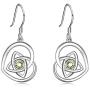 AOBOCO Sterling Silver Irish Celtic Earrings, Love Heart Dangle Drop French Hook Earrings with Crystals from Austria, Celtic Jewelry Irish Gifts for Women