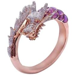 HSQYJ Dragon Ring Devil Tail Arrows Enamel Crystal Rings Gothic Dragon Engagement Anniversary Party Statement Rings Simple Fashion Creative Jewelry for Women Men Gift Plated Rose Gold