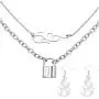 N/Q Punk Gothic Flame Fire Pendant Necklace Drop Dangle Earring Set 14K Silver Plated Cool Hip Hop Streetwear Link Chain Necklace for Women Girls Rock Party Birthday Jewelry Gifts