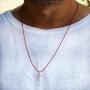 SymbolicDesign Silver Cross Necklace with red Strike for Good Luck and Protection