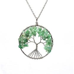 Luvalti Tree of Life - Gemstone Chakra Jewelry Green Silver Chain Necklace