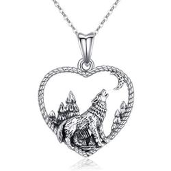 CHENGHONG Wolf Necklace 925 Sterling Silver Viking Accessories Wolf Pendant Jewelry Gifts for Girls Women Men