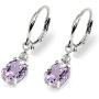 Sterling Silver Genuine or Synthetic Gemstone 8x6mm Oval Dangle Leverback Earrings