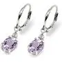 Sterling Silver Genuine or Synthetic Gemstone 8x6mm Oval Dangle Leverback Earrings