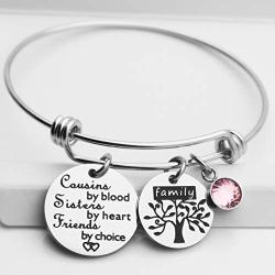 Ankiyabe Cousins Gifts Cousin Expandable Bracelet Cousins Birthday Gift Cousin Quotes Bangle with Family Tree Charm