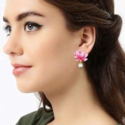 Aheli Flower Shape Dangle Drop Stud Earrings Ethnic Party Fashion Jewelry for Women
