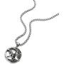 COOLSTEELANDBEYOND Stainless Steel Large Circle Pirate Skull Pendant Necklace for Men, 30 in Chain, Gothic Tribal