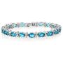 Gem Stone King 20.00 Ct Gorgeous Oval and Round 7 Inch Sparkling Cubic Zirconia CZ Tennis Bracelet