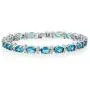 Gem Stone King 20.00 Ct Gorgeous Oval and Round 7 Inch Sparkling Cubic Zirconia CZ Tennis Bracelet
