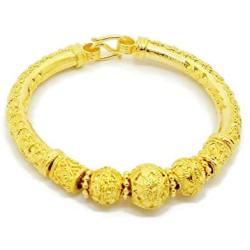 Lai Thai Gold Plated Bangle 24k Thai Baht Yellow Gold Filled Bracelet Free Gift Earrings 1 Pair