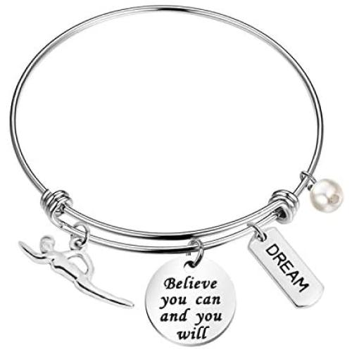 AKTAP Swim Bracelet Swimmers Jewelry Believe You Can and You Will Swim Gifts      for Swimming Lover