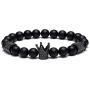 King Crown Black Onyx Matte Bracelet 8mm Beads Natural Stone Chakra Collection Reiki Gift for Men Women