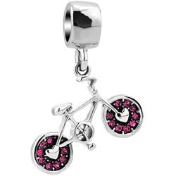 SexyMandala Travel Bike Dangle Bicycle Cycling Sports Pink Crystal Charms for Bracelet