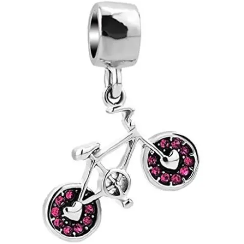SexyMandala Travel Bike Dangle Bicycle Cycling Sports Pink Crystal Charms for Bracelet SexyMandala Travel Bike Dangle Bicycle Cycling Sports Pink Crystal Charms for Bracelet