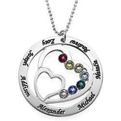 MyNameNecklace Personalized Heart Pendant Made with Swarovski Crystals Custom Engraved Precious Metals Silver 925 & Gold Plating Jewelry