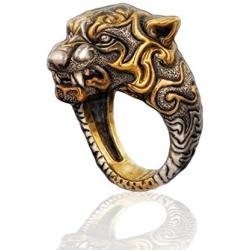 Leopard Head Ring for Men, Vintage Gothic Tribal Biker Panther Skull Ring, Retro Leopard Totem Rings, Panther Signet Amulet Ring, Viking Animal Leopard Jewelry Gift for Men Boys