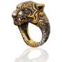 Leopard Head Ring for Men, Vintage Gothic Tribal Biker Panther Skull Ring, Retro Leopard Totem Rings, Panther Signet Amulet Ring, Viking Animal Leopard Jewelry Gift for Men Boys