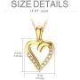 Yafeeso Solid 14K Gold Heart Necklace for Women Girls Love Heart Pendant Necklacewith 5A Cubic Zirconia for Anniversary Mothers Day Couple Jewelry Gifts for Her, 16+2 Inch