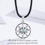 Eusense Evil Eye Necklace Sterling Silver Hamsa Necklaces Hand of Fatima Pendant for Women