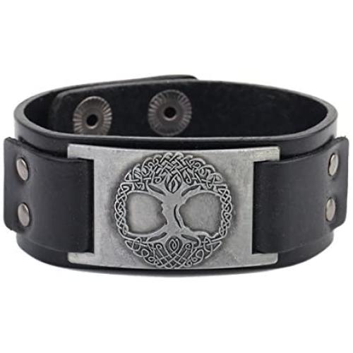 Skyrim Tree of Life Sigil Charm Snap Button Bangle Viking Runes Amulet Bracelet for Men and Women