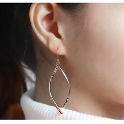 Stainless Steel Rhombic Wave Shaped Simple Plain Dangle Earrings
