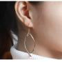 Stainless Steel Rhombic Wave Shaped Simple Plain Dangle Earrings