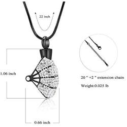 zeqingjw Cremation Urn Necklace for Ashes Fan Shape Crystal Pendant Necklace for Women Memorial Ashes Jewelry Locket
