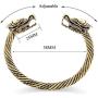 HANTON Unisex Double Dragon Viking Bangle Adjustable Cuff Bracelet for Men and Women Statement Boys Fashion Bangle Jewelry