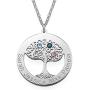 Personalized Tree of Life Circle Necklace with CZ Birthstones-Custom Jewlery