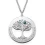 Personalized Tree of Life Circle Necklace with CZ Birthstones-Custom Jewlery Personalized Tree of Life Circle Necklace with CZ Birthstones-Custom Jewlery