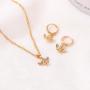 HUJUON Gold Angel Baby Necklace Hoop Earring Set for Women.Cherub Angel Wing Guardian Dangle Earring Pendant Necklace