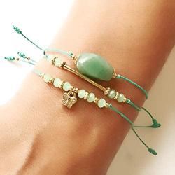 LESLIE BOULES Jewelry 3 Set Bracelets Boho & Lucky Charm Adjustable