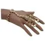 TFJ Women Fashion Jewelry Hand Chain Metal Long Scorpion Wrist Bracelet Slave Ring Gold