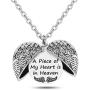 Memorial Locket Necklace My Heart in Heaven Angel Wing Jewelry(piece heaven LNL)
