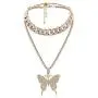 AILUOR Butterfly Cuban Link Necklace Set, Women Hip Hop Choker Pendant Necklace Chain Iced Out with Bling Rhinestones, Fashion Accessory for Hip Hop Lovers Women Girl