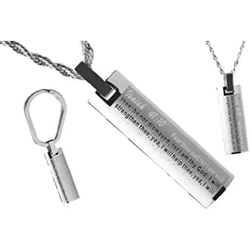 HEI Christian Isaiah Bible Verse Pendant Necklace | Key Ring Tag | Free Rope Chain Gift in Silver or Gold HEI Christian Isaiah Bible Verse Pendant Necklace | Key Ring Tag | Free Rope Chain Gift in Silver or Gold
