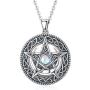 MBSUUH Celtic Knot Star Necklace 925 Sterling Silver Star Moon Celtic Knot Round Pendant Necklace Jewelry Gift for Women