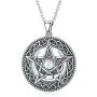 MBSUUH Celtic Knot Star Necklace 925 Sterling Silver Star Moon Celtic Knot Round Pendant Necklace Jewelry Gift for Women MBSUUH Celtic Knot Star Necklace 925 Sterling Silver Star Moon Celtic Knot Round Pendant Necklace Jewelry Gift for Women