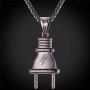 U7 Men Cool Plug Pendant Stainless Steel/Black Gun Plated/ 18K Gold Plated Hip Hop Necklace