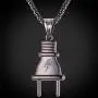 U7 Men Cool Plug Pendant Stainless Steel/Black Gun Plated/ 18K Gold Plated Hip Hop Necklace U7 Men Cool Plug Pendant Stainless Steel/Black Gun Plated/ 18K Gold Plated Hip Hop Necklace