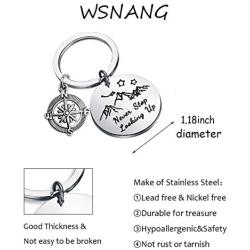 WSNANG Adventure Gift Never Stop Looking Up Keychain Mountains Keychain Outdoor Lovers Mountains Gift for Hiker Backpacker Nature Lover