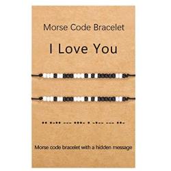 UNGENT THEM I Love You Morse Code Bracelet Couples Matching Bracelets Relationship Beads Bracelet Set Jewelry Gifts for Him and Her, Boyfriend and Girlfriend, Men Women