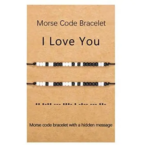 UNGENT THEM I Love You Morse Code Bracelet Couples Matching Bracelets Relationship Beads Bracelet Set Jewelry Gifts for Him and Her, Boyfriend and Girlfriend, Men Women