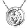 Two Circled with Heart Cremation Charm Pendant Stainless Steel Memorial Urn Necklace Ashes Holder Urn Keepsake Jewelry