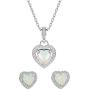 Mints Opal Jewelry Set Sterling Silver Heart Pendant Necklace Stud Earrings October Birthstone Gemstone Jewelry for Women
