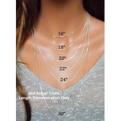 Authentic Solid Sterling Silver Box Chain Rhodium Necklace 1MM - 1.5MM, Thin & Strong, Box Chain Sterling Silver, Silver Necklace for Men & Women, Made In Italy, Next Level Jewelry