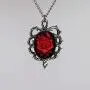 Gothic Red Rose Cameo In Thorns Pendant Necklace Gothic Red Rose Cameo In Thorns Pendant Necklace
